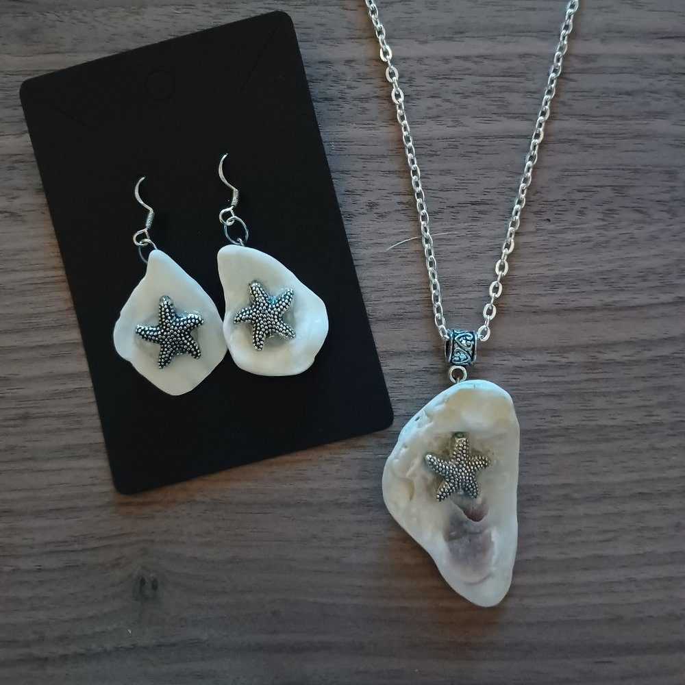 Handcrafted Oyster Shell Necklace & Earrings
